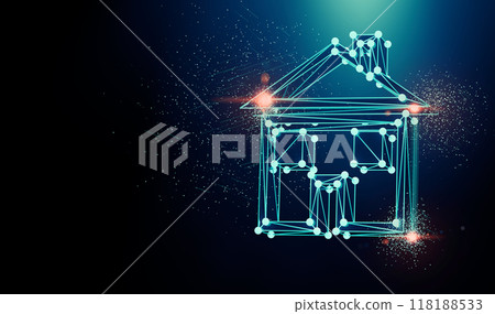 Smart house and net.3d illustration. Smart house and net.3d illustration. 118188533