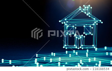 Smart house and net.3d illustration. Smart house and net.3d illustration. 118188534