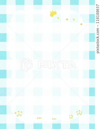 淺藍色格子檢查背景與小花和蝴蝶 118188637
