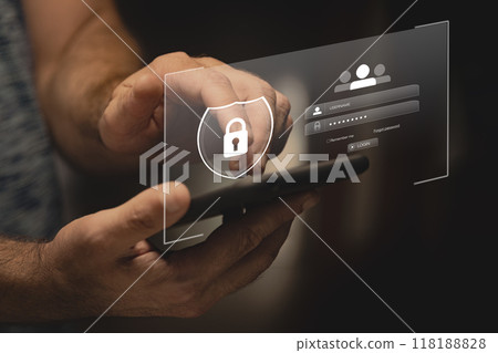 Lock icon and internet network security technology. 118188828