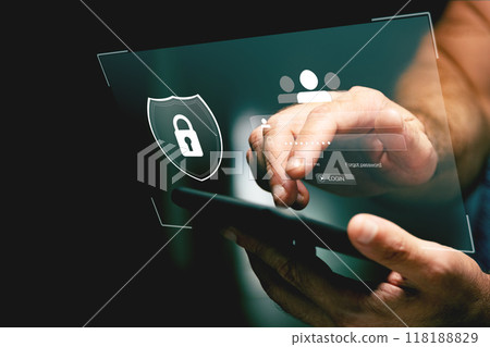 Lock icon and internet network security technology. Lock icon and internet network security technology. 118188829