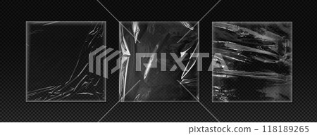 Set of vector vinyl and plastic film textures on isolated background. Set of vector vinyl and plastic film textures on isolated background. 118189265