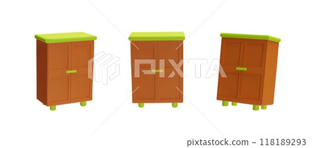 3D wardrobe vector icon set illustration 3D wardrobe vector icon set illustration 118189293