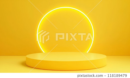 Yellow LED Minimalistic Product Display Podium. 118189479