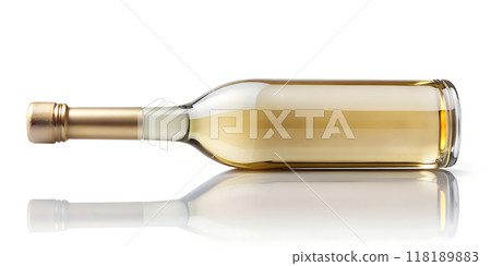 White Wine Bottle Isolated on White Background. Horizontally 118189883