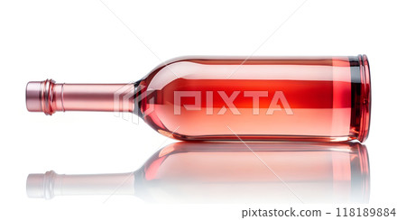 Pink Wine Bottle Isolated on White Background. Horizontally 118189884