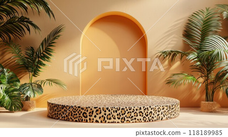 Leopard Fur Minimalistic Product Display Podium. 118189985