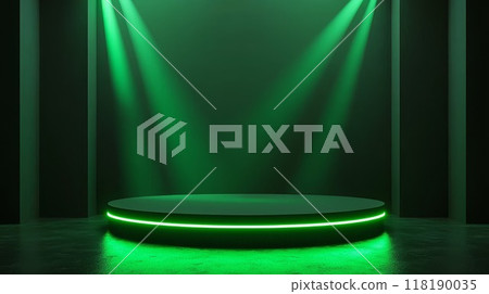 Green LED Minimalistic Product Display Podium. Green LED Minimalistic Product Display Podium. 118190035