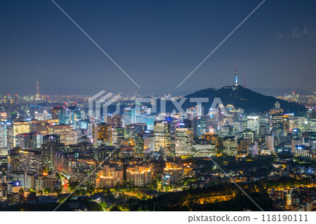 Seoul city night view, South Korea 118190111