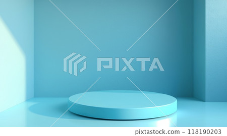 Blue Glossy Surface Minimalistic Product Display Podium. Blue Glossy Surface Minimalistic Product Display Podium. 118190203