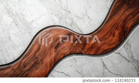 White Marble with Wooden Rosewood Horizontal Background. 118190255