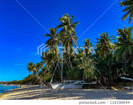 Panoramic view of the White Beach, Boracay . High quality photo 118190644