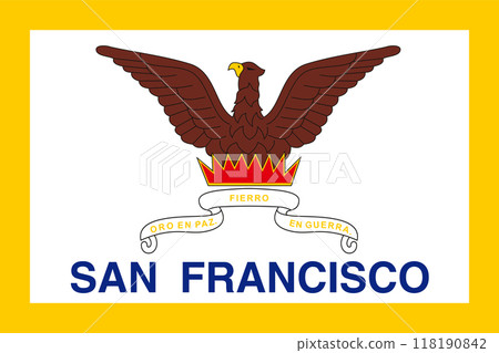 Flag of the city of San Francisco, California, original colors and proportions. Illustration Flag of the city of San Francisco, California, original colors and proportions. Illustration 118190842