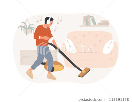 Vacuum cleaning isolated cartoon vector illustrations. 118191158
