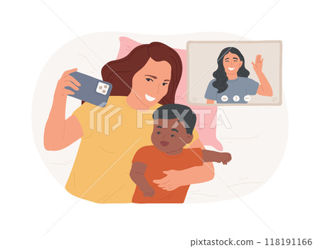 Staying in touch with friends isolated cartoon vector illustrations. Staying in touch with friends isolated cartoon vector illustrations. 118191166
