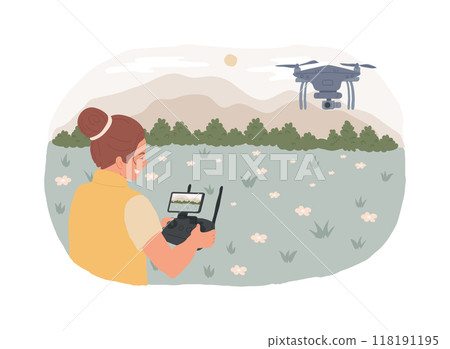 Drone filming isolated cartoon vector illustrations. 118191195