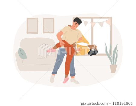 Training at home isolated cartoon vector illustrations. 118191805