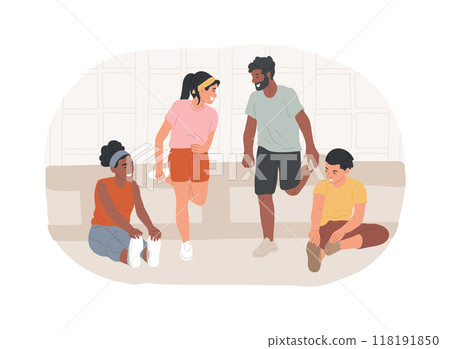 Post workout stretch isolated cartoon vector illustrations. Post workout stretch isolated cartoon vector illustrations. 118191850