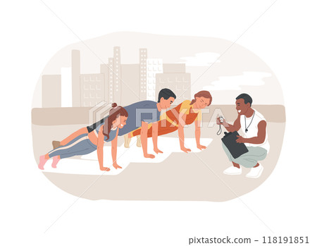 Training group isolated cartoon vector illustrations. Training group isolated cartoon vector illustrations. 118191851