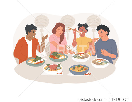 Asian restaurant isolated cartoon vector illustrations. Asian restaurant isolated cartoon vector illustrations. 118191871