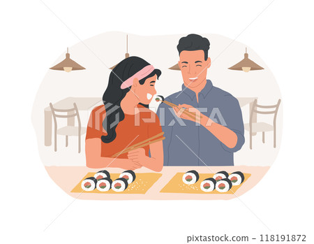 Sushi place isolated cartoon vector illustrations. 118191872