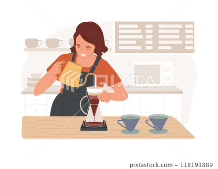 Pour-over coffee isolated cartoon vector illustrations. 118191889