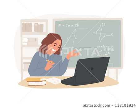 Remote learning isolated cartoon vector illustrations. Remote learning isolated cartoon vector illustrations. 118191924