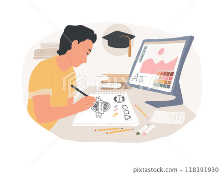 Graphic design course isolated cartoon vector illustrations. Graphic design course isolated cartoon vector illustrations. 118191930