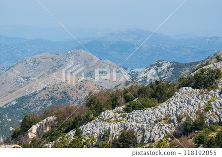 Distant mountain ranges with rocky foreground. Montenegro 118192055