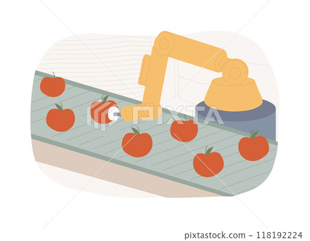 Sorting and packing robots isolated cartoon vector illustrations. 118192224