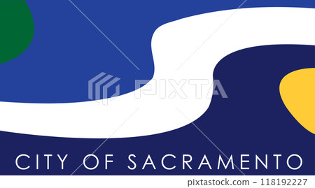 Flag of the city of Socramento, California, original colors and proportions. Illustration 118192227