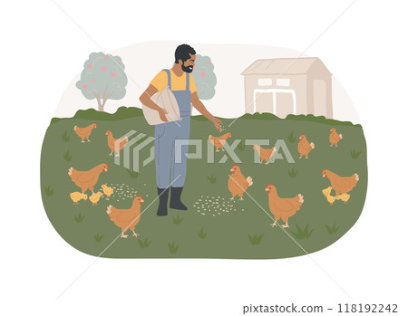Cage-free animal living isolated cartoon vector illustrations. 118192242