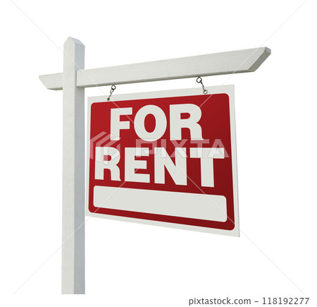 Right Facing For Rent Real Estate Sign Isolated on a White Background. 118192277