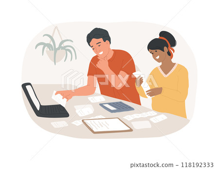 Calculate expenses isolated cartoon vector illustrations. 118192333