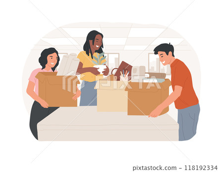 Moving to a new office isolated cartoon vector illustrations. 118192334