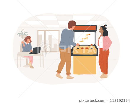 Arcades in the office isolated cartoon vector illustrations. 118192354