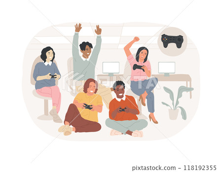 Video gaming lounge isolated cartoon vector illustrations. 118192355