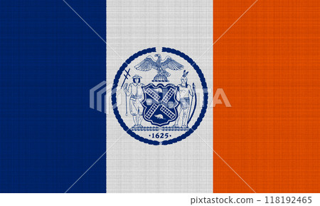 Flag of the city of New York, New York State, USA on a textured background. Conceptual collage 118192465