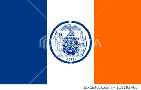 Flag of the city of New York, New York state, original colors and proportions. Illustration 118192466