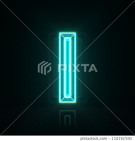 Cyan blue neon wire font Letter I 3D 118192500