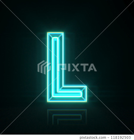 Cyan blue neon wire font Letter L 3D Cyan blue neon wire font Letter L 3D 118192503