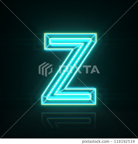 Cyan blue neon wire font Letter Z 3D 118192519