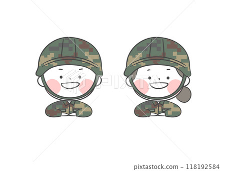 A drawing of soldier character. 118192584