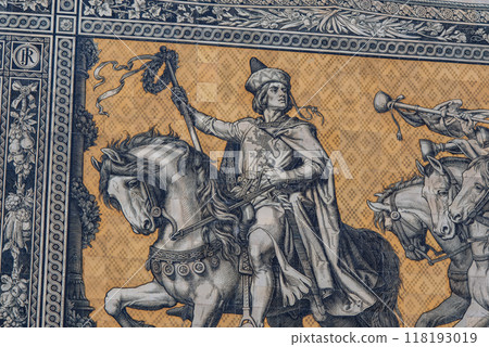 Dresden Furstenzug (Dresden Procession of Princes), mural of rulers of Saxony, in the Augustusstrasse street in Dresden, Germany Dresden Furstenzug (Dresden Procession of Princes), mural of rulers of Saxony, in the Augustusstrasse street in Dresden, Germany 118193019