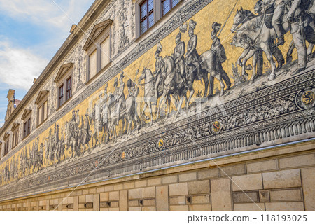 Dresden Furstenzug (Dresden Procession of Princes), mural of rulers of Saxony, in the Augustusstrasse street in Dresden, Germany Dresden Furstenzug (Dresden Procession of Princes), mural of rulers of Saxony, in the Augustusstrasse street in Dresden, Germany 118193025
