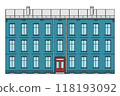 old european apartment building facade cartoon style front view vector flat illustration 118193092