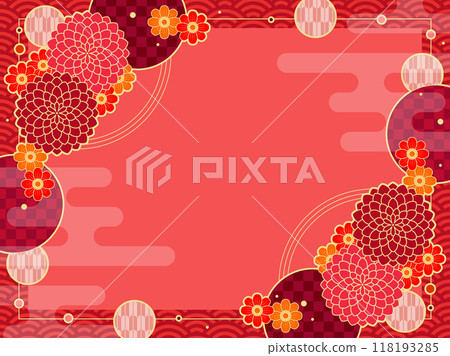 Red dahlia Japanese style background Red dahlia Japanese style background 118193285