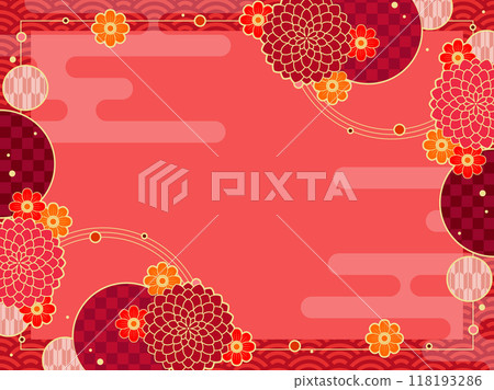 紅色大麗花日式背景 118193286