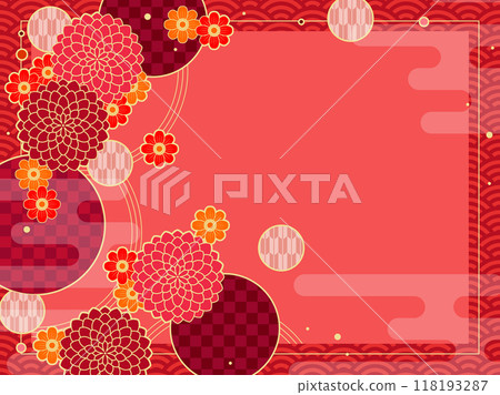 Red dahlia Japanese style background 118193287