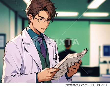 Medical professionals looking at materials 118193531